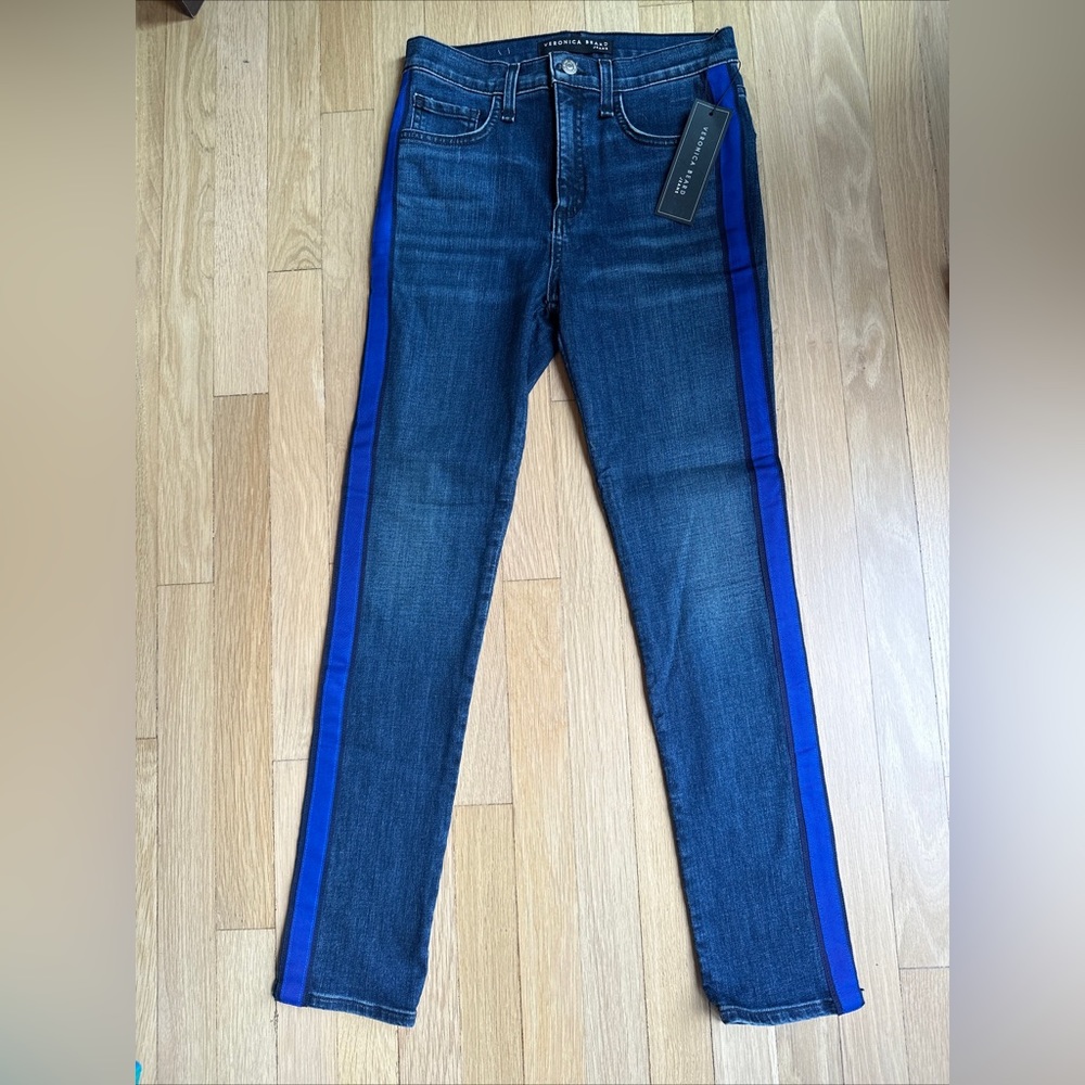 Veronica Beard Kate 10” Skinny With Tuxedo Stripe 26